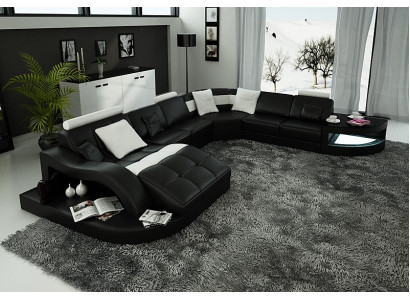 Modern Ecksofa an U-Form Polster Sitz Eck Couch + Couchtisch Komplett