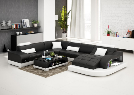 Sofa Wunnlandschaft U Form Ecksofa Canapé Garnitur Polster Grouss XXL Sofas Canapéen