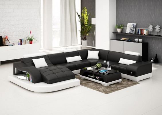 Sofa Wunnlandschaft U Form Ecksofa Canapé Garnitur Polster Grouss XXL Sofas Canapéen