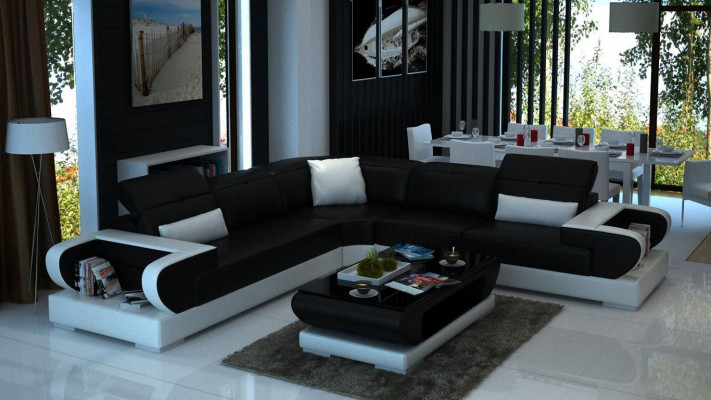 Designer Canapé Canapé Eckcouch Luxus Polster Garnitur Wunnlandschaft L-Form LED