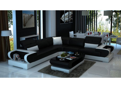 Designer Canapé Canapé Eckcouch Luxus Polster Garnitur Wunnlandschaft L-Form LED