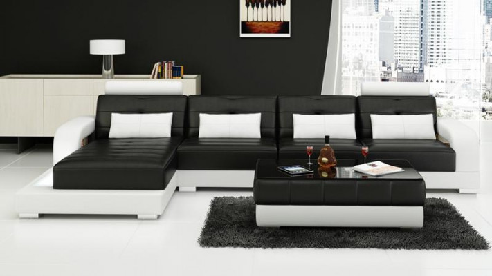 Eckcouch Lieder + Dësch Eck Sofa Couch Polster Garnitur Wunnlandschaft Eck