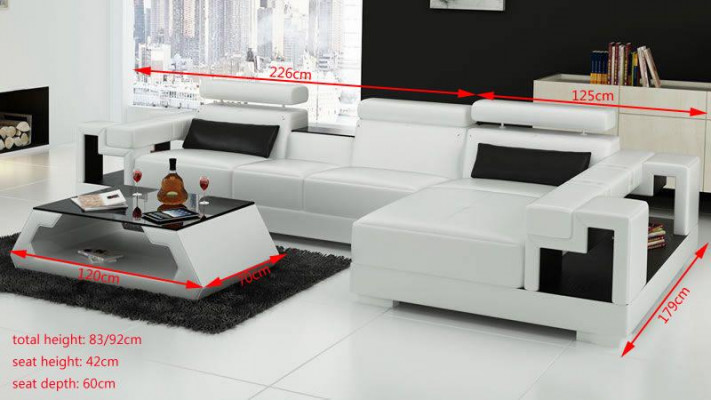 Luxuriéis Lieder Sofa Eckcouch Polster Eckgarnitur + Dësch 2deelech. Set Couch