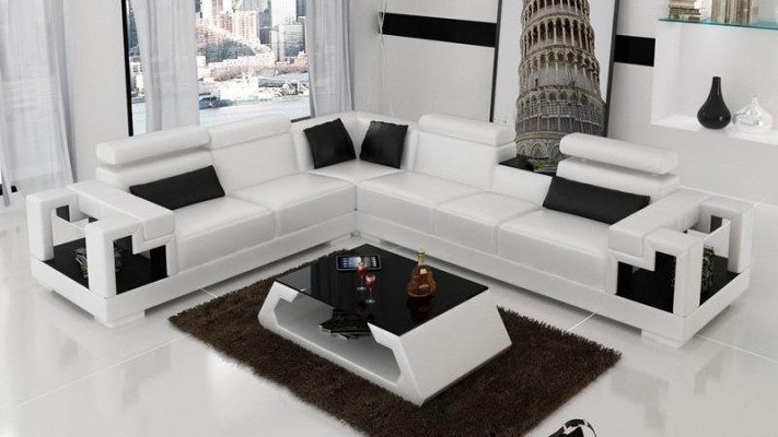 Ecksofa Lieder + Couchtisch Eck Canapé Couch Polsters Garnitur Wunnlandschaft Eck