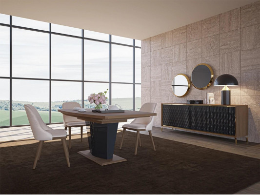 Iessdësch Iesszëmmer Set 8tlg Iessgrupp Modern Sideboard Set nei 4x Still