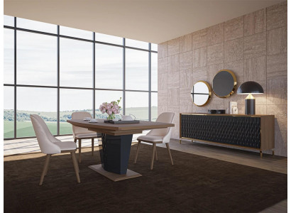 Iessdësch Iesszëmmer Set 8tlg Iessgrupp Modern Sideboard Set nei 4x Still