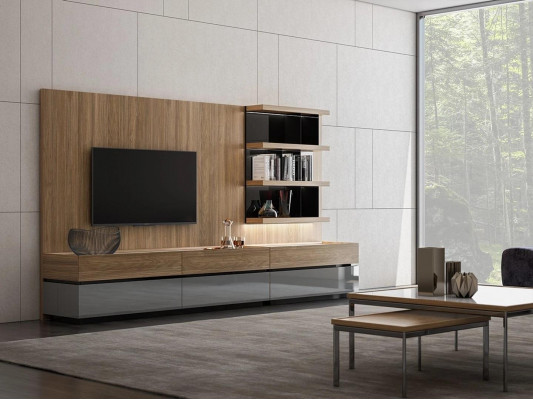 Wunnzëmmermiwwelen Wunnwand 320 cm Ariichtung Braun Luxus Wand Regaler