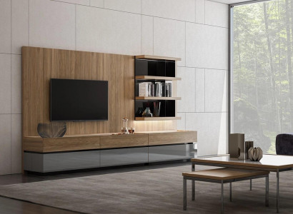 Wunnzëmmermiwwelen Wunnwand 320 cm Ariichtung Braun Luxus Wand Regaler
