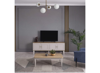 TV Stand Schaf RTV Lowboard Wunnzëmmer Gro Holz Sideboard Modern