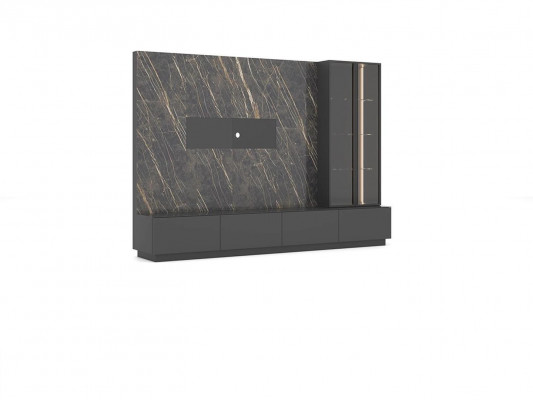 Designer Wunnwand, 6-Deeler, Luxus Holzmiwwelen, Wunnzëmmertmiwwelen, Gro, Modern.