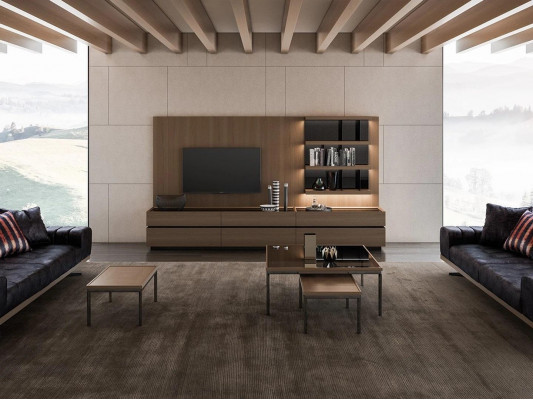 Holzmöbel Wunnzëmmer Luxus Wunnwand Modernen Design Ariichtung Nei