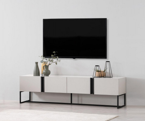 Sideboard TV Ständer Schafschratt RTV TV-Board Wunnzëmmer Wäiss Holz Modern