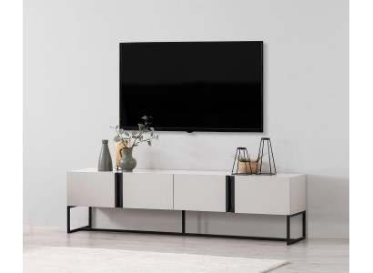 Sideboard TV Ständer Schafschratt RTV TV-Board Wunnzëmmer Wäiss Holz Modern