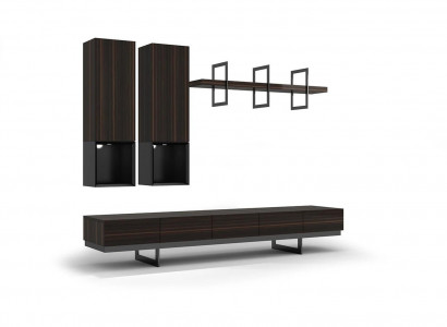 Wunnzëmmer Set TV-Stänner 2x Wandsschaf Design Ariichtung Modern Wandregal