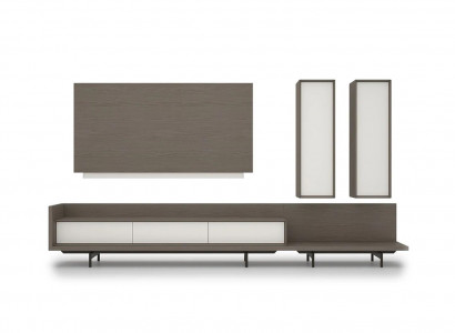 Wunnwand TV-Ständeren TV Rumm Ariichtung 2x Wandschränk Design Modern Garnitur