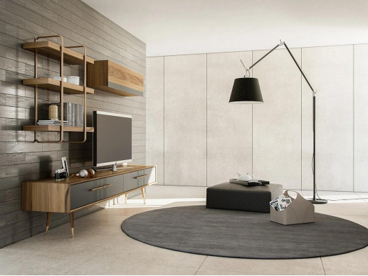 Moderne Set TV-Stander Design Wunnwand Wunnzëmmer Wandregal Luxus Wandspäicher