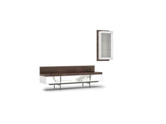 Wunnzëmmer Set 2 Deeler TV-Stänner Komplett Hänkvitrinn Luxus Modern Design