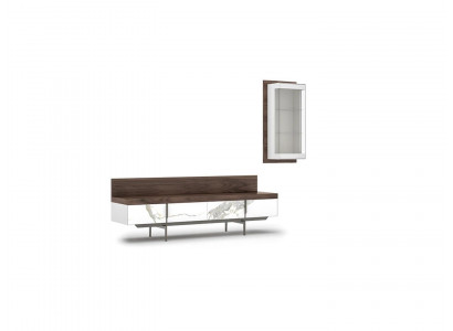Wunnzëmmer Set 2 Deeler TV-Stänner Komplett Hänkvitrinn Luxus Modern Design