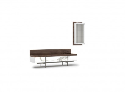 Wunnzëmmer Set 2 Deeler TV-Stänner Komplett Hänkvitrinn Luxus Modern Design