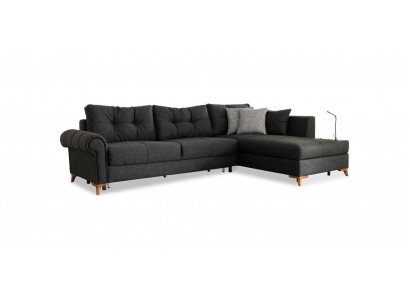 Schwaarz Eckcanapé Modern L-Form Couch Wunnzëmmer Polster Eckcanapé Nei