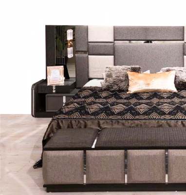 Schlofzëmmer Luxus Duebelbett 2x Nuetsdëscher Komplett Modern Ariichtung