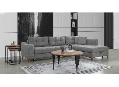Gréisst L-Form Eckdivan Designer Wunnzëmmer Sofa Luxus Canapéë Holzmöbel