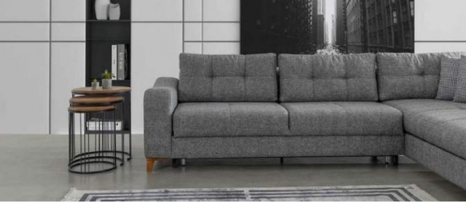 Gréisst L-Form Eckdivan Designer Wunnzëmmer Sofa Luxus Canapéë Holzmöbel