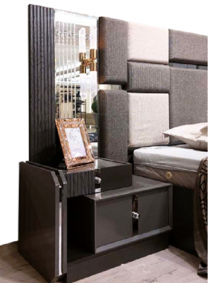 Schlofzëmmer Luxus Duebelbett 2x Nuetsdëscher Komplett Modern Ariichtung