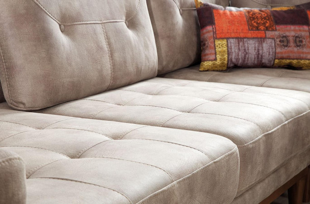 Beige Stotzeëmmer L-Form Sofa Designer Luxus Ecksofa Modern Couch Nei