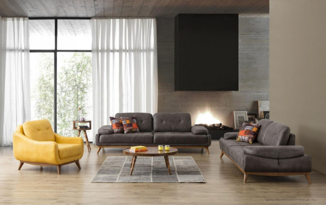 Stilvoll Wunnzëmmer Designer Garnitur Drësëtzer Modernen Fotell 2tlg