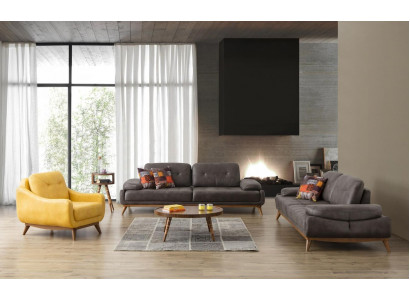 Stilvoll Wunnzëmmer Designer Garnitur Drësëtzer Modernen Fotell 2tlg