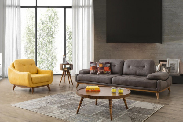 Stilvoll Wunnzëmmer Designer Garnitur Drësëtzer Modernen Fotell 2tlg