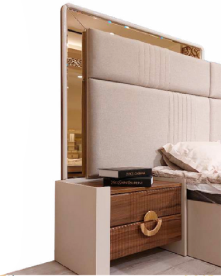 Schlofzëmmer-Set Duebelbett 2x Nuetstische Nei Ariichtung Designer-Miwwelen