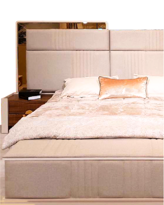 Schlofzëmmer-Set Duebelbett 2x Nuetstische Nei Ariichtung Designer-Miwwelen