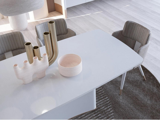 Design Iesszëmmer Komplett 7tlg Iessdësch Modern Säitenschaf Holzschaf Nei Vitrin