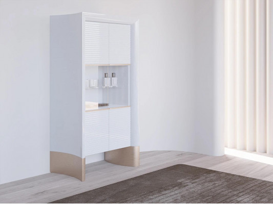 Design Iesszëmmer Komplett 7tlg Iessdësch Modern Säitenschaf Holzschaf Nei Vitrin