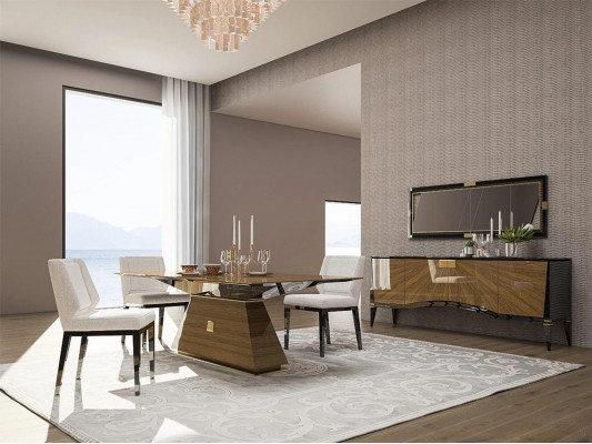 Luxus Modern Miwwelen Iesszëmmer Iessdësch Design 4x Still Iessgrupp Sideboard