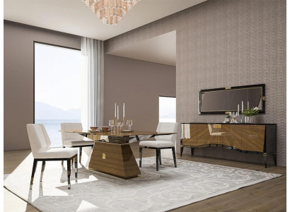 Luxus Modern Miwwelen Iesszëmmer Iessdësch Design 4x Still Iessgrupp Sideboard