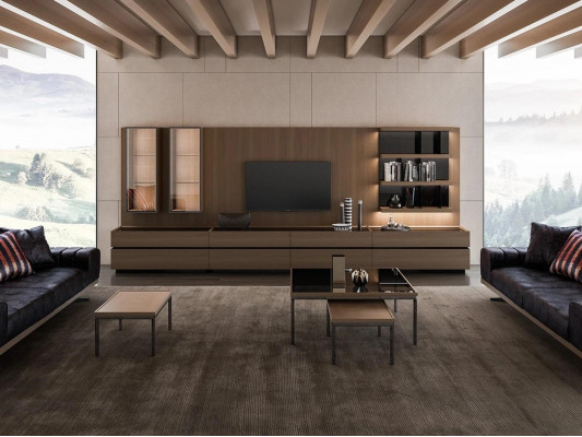 Wunnwand Wunnzëmmer TV-Stand Komplett Wandcloset TV Rumm Holzmöbel