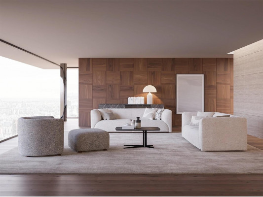 Wunnzëmmersmëttelen 4 Stéck Sofagarnitur 2x Dräisëtzer Sofa Luxus Hocker Nei Fauteuil