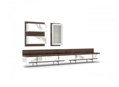 Modern Luxus Wunnwand 2x TV-Stänn Komplett Mauerschaf Vakanz Vitrin Nei