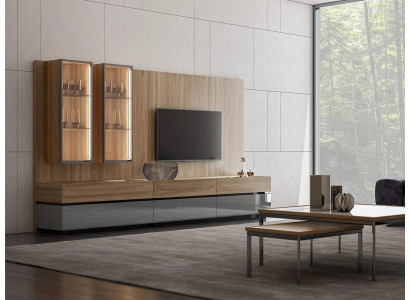 Luxus Komplett Wunnwand Braun Miwwelen Designer Set Ariichtung TV-Stänner Modern