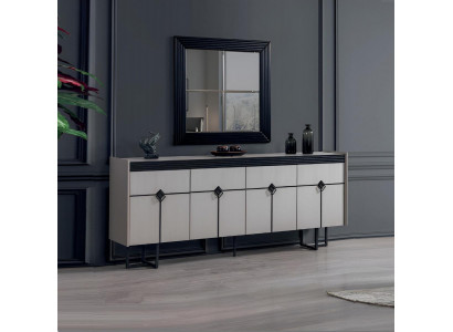 Iesszëmmer Miwwelen Sidebord mat Spigel Design Komplett Nei Ariichtung
