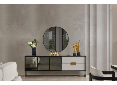 Schwaarzt Wunnzëmmer Set Designer Säitendësch Luxus Spigel 2tlg Set Nei