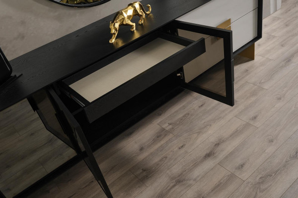 Schwaarzt Wunnzëmmer Set Designer Säitendësch Luxus Spigel 2tlg Set Nei