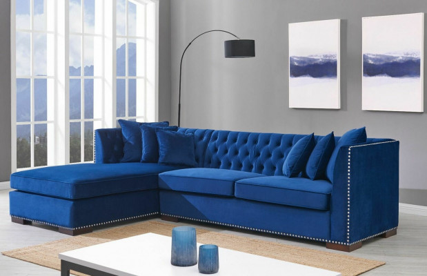 Chesterfield Bloen Designer Canapé Eck-Sofa Canapé Garnitur Textil Stoff Sofas