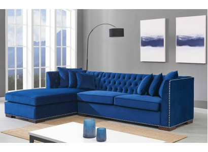 Chesterfield Bloen Designer Canapé Eck-Sofa Canapé Garnitur Textil Stoff Sofas
