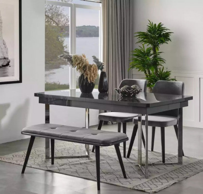 Kompletten Set Iessdësch 4x Stull Iesszëmmer Set Iess Grupp Sideboard 8-Deeler.