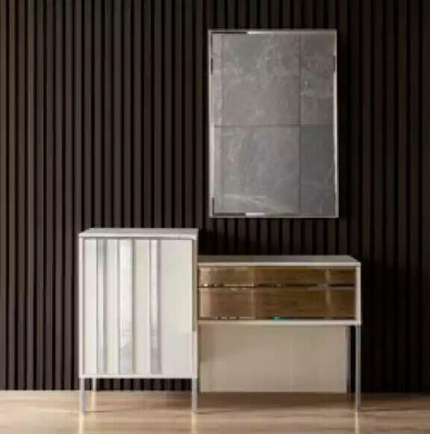 Bett 2x Nuetsdëscher 6tlg. Schlofzëmmer Kleederschaf Design Modern Luxus
