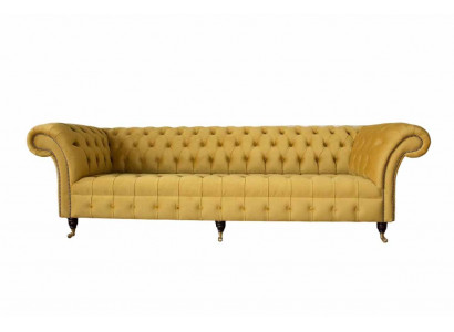 Eleganz Design Sofa 4 Sëtzer Couch Polster Luxus Textil Chesterfield Sofas Giel